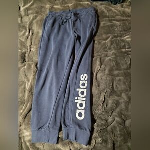 Adidas Mens Blue Joggers with White Logo